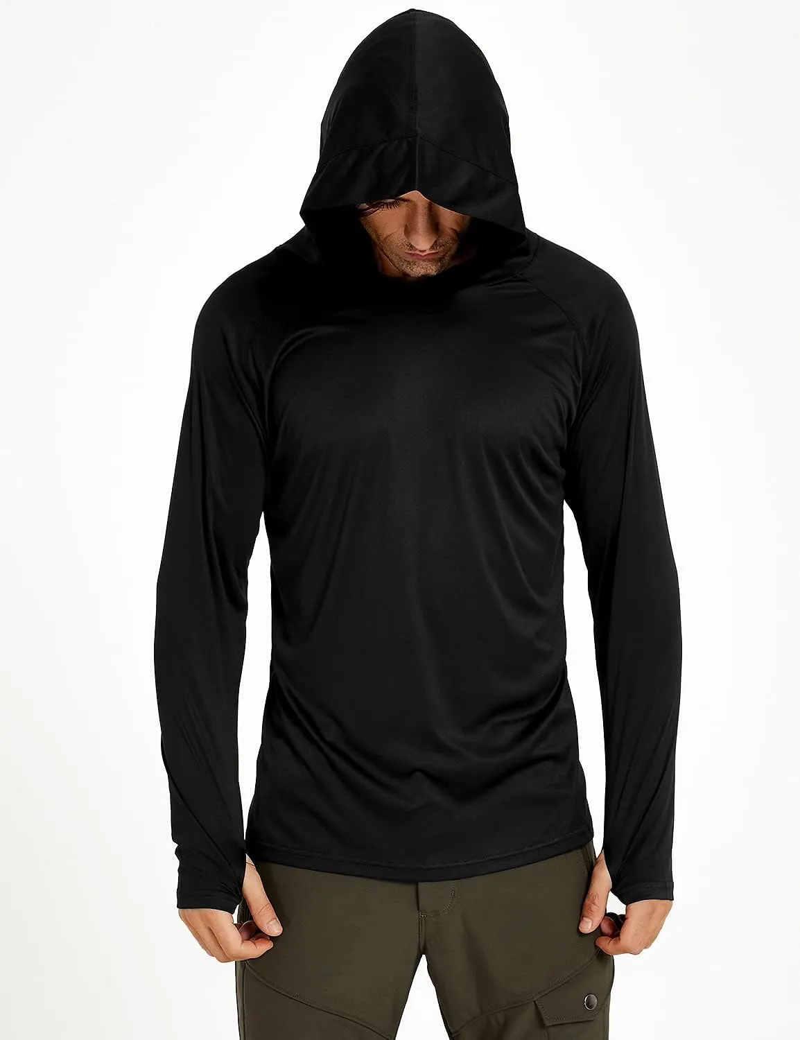 Safort Men's UPF 50  Sun Protection Hoodie Shirt Long Sleeve Rash Guard SPF Fishing Outdoor UV Hiking Lightweight Shirts