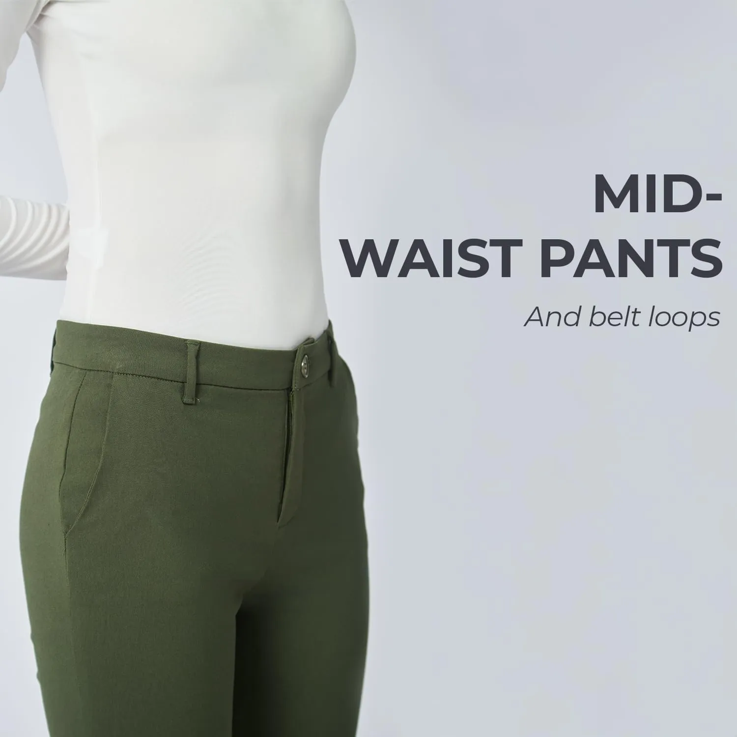 SANDY & SID Cropped Pants for Women Petite Small Size Mid Waist Slim Fit Work Pants Stretch Trousers Slack Casual Office Wear