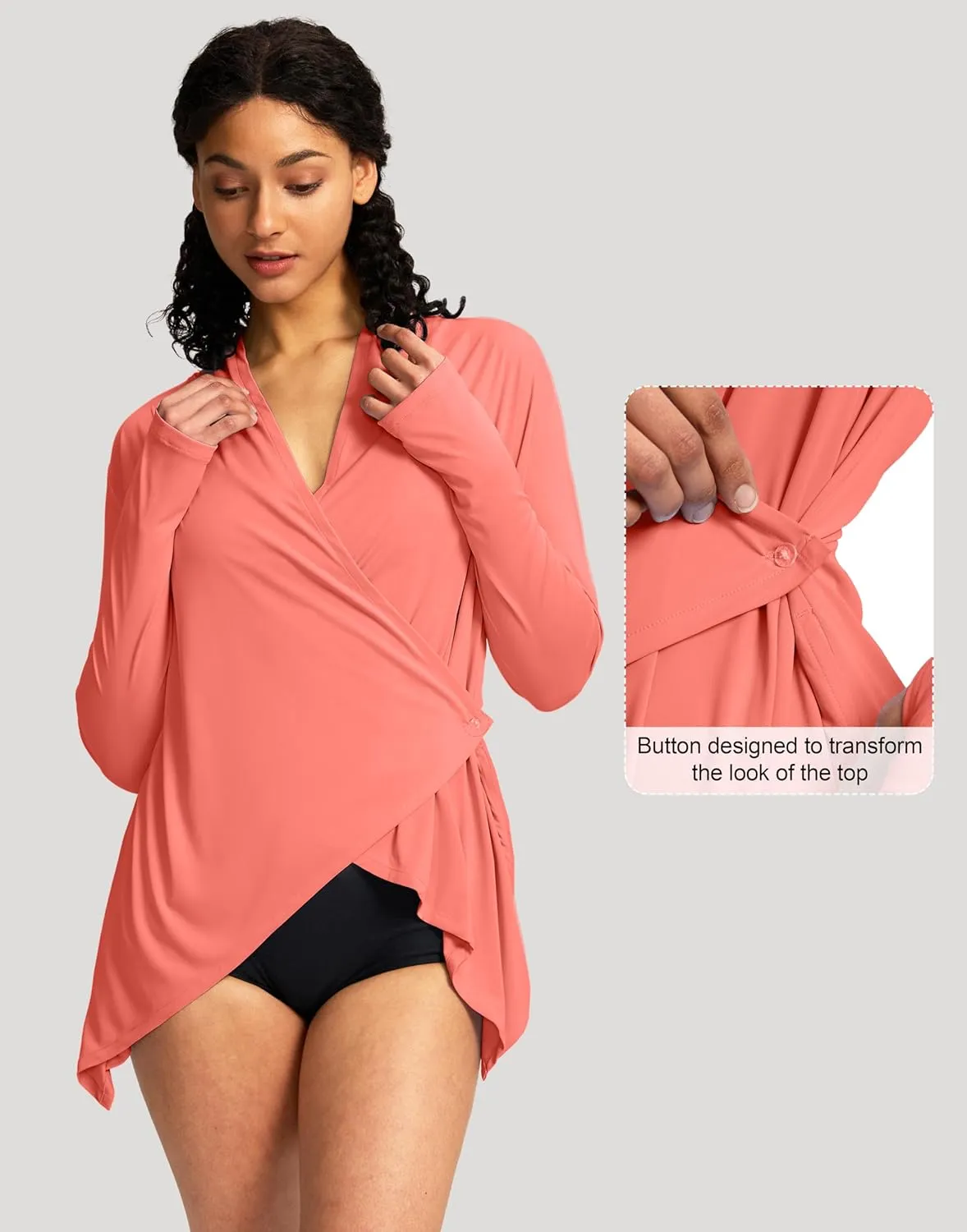 SANTINY UPF50  Sun Shirt for Women Long Sleeve SPF UV Sun Protection Shirts Lightweight Cardigan with Pockets Swim Cover Up