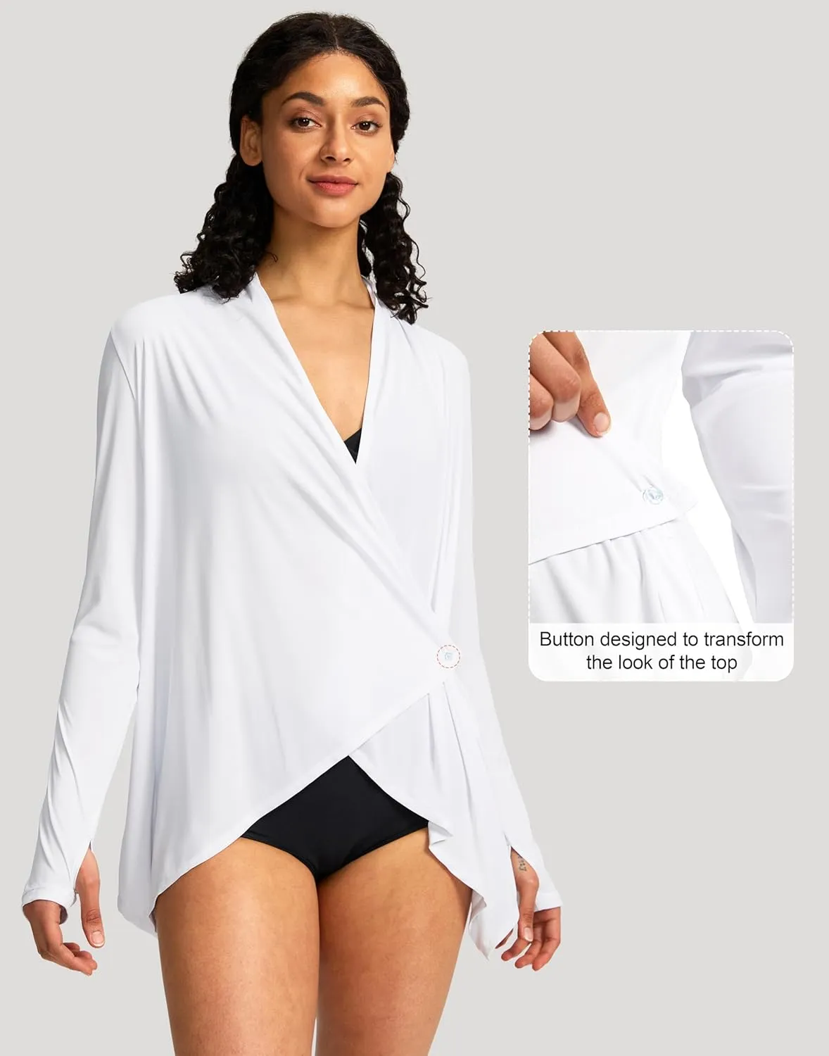 SANTINY UPF50  Sun Shirt for Women Long Sleeve SPF UV Sun Protection Shirts Lightweight Cardigan with Pockets Swim Cover Up