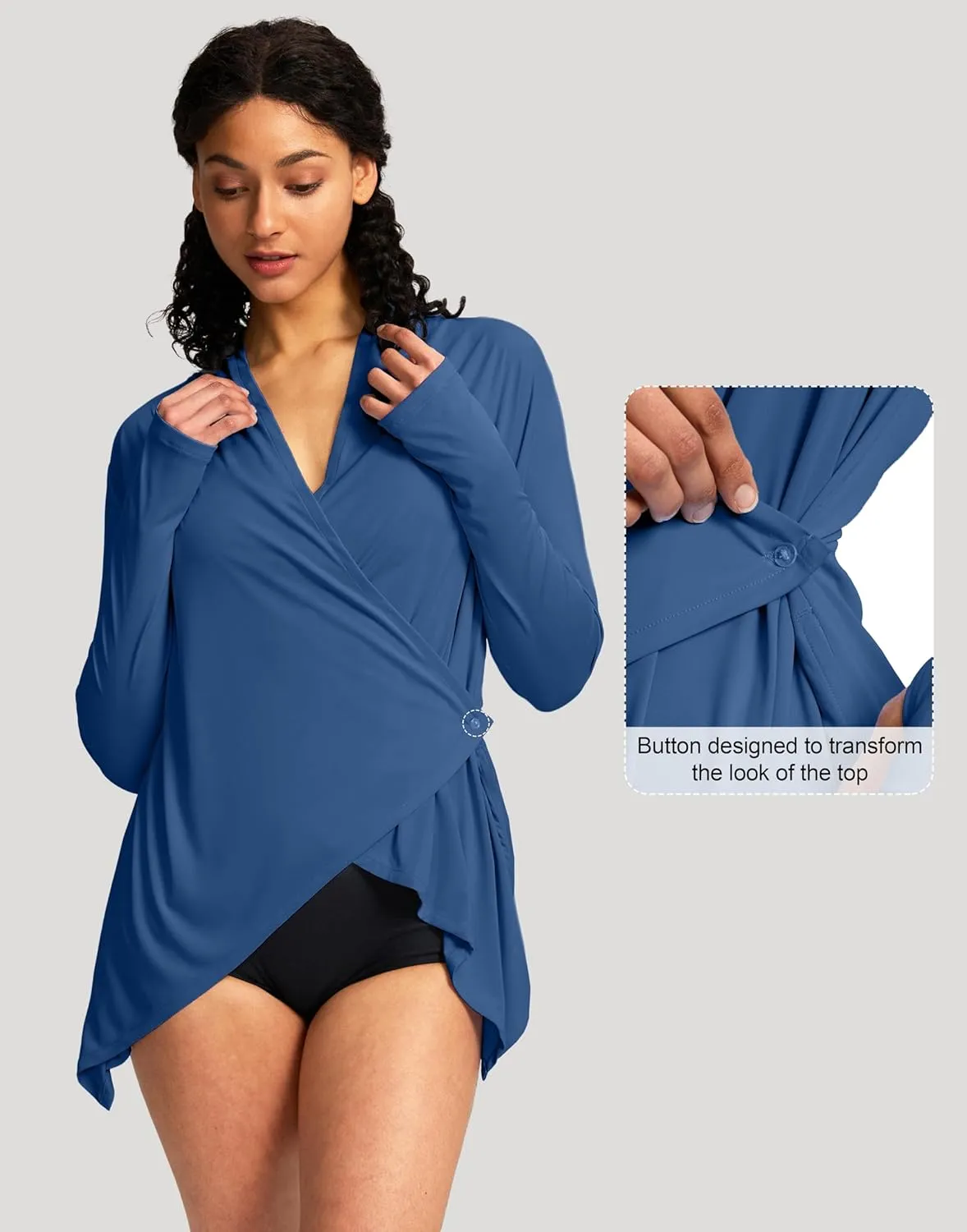 SANTINY UPF50  Sun Shirt for Women Long Sleeve SPF UV Sun Protection Shirts Lightweight Cardigan with Pockets Swim Cover Up