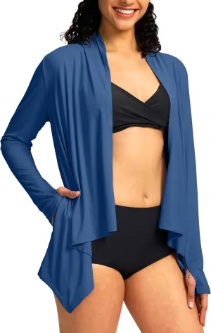 SANTINY UPF50  Sun Shirt for Women Long Sleeve SPF UV Sun Protection Shirts Lightweight Cardigan with Pockets Swim Cover Up