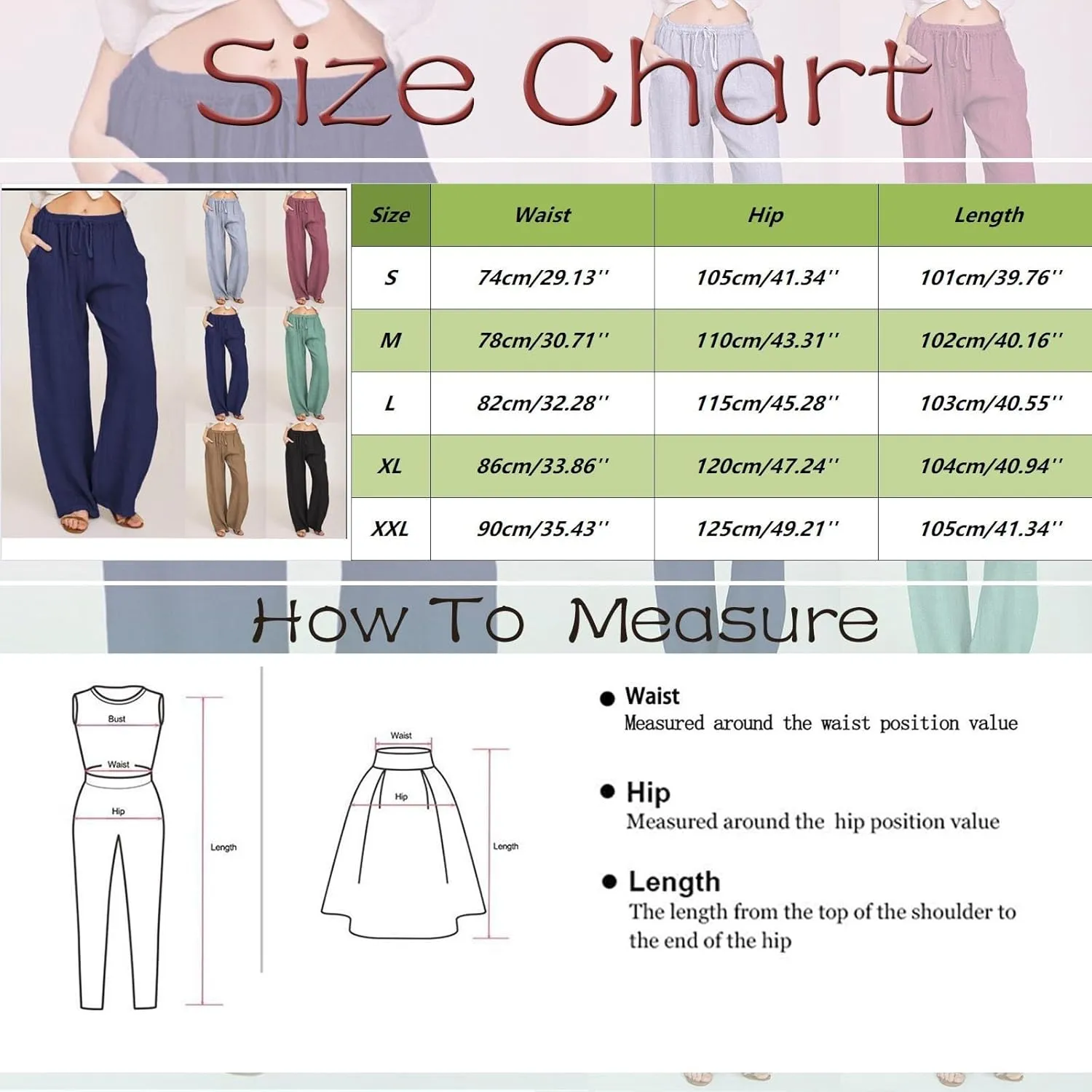 sdbrld Linen Pants for Women,Women Linen Pants 2024 Summer Loose Palazzo Pants Flowy Wide Leg Boho Beach Pants with Pockets