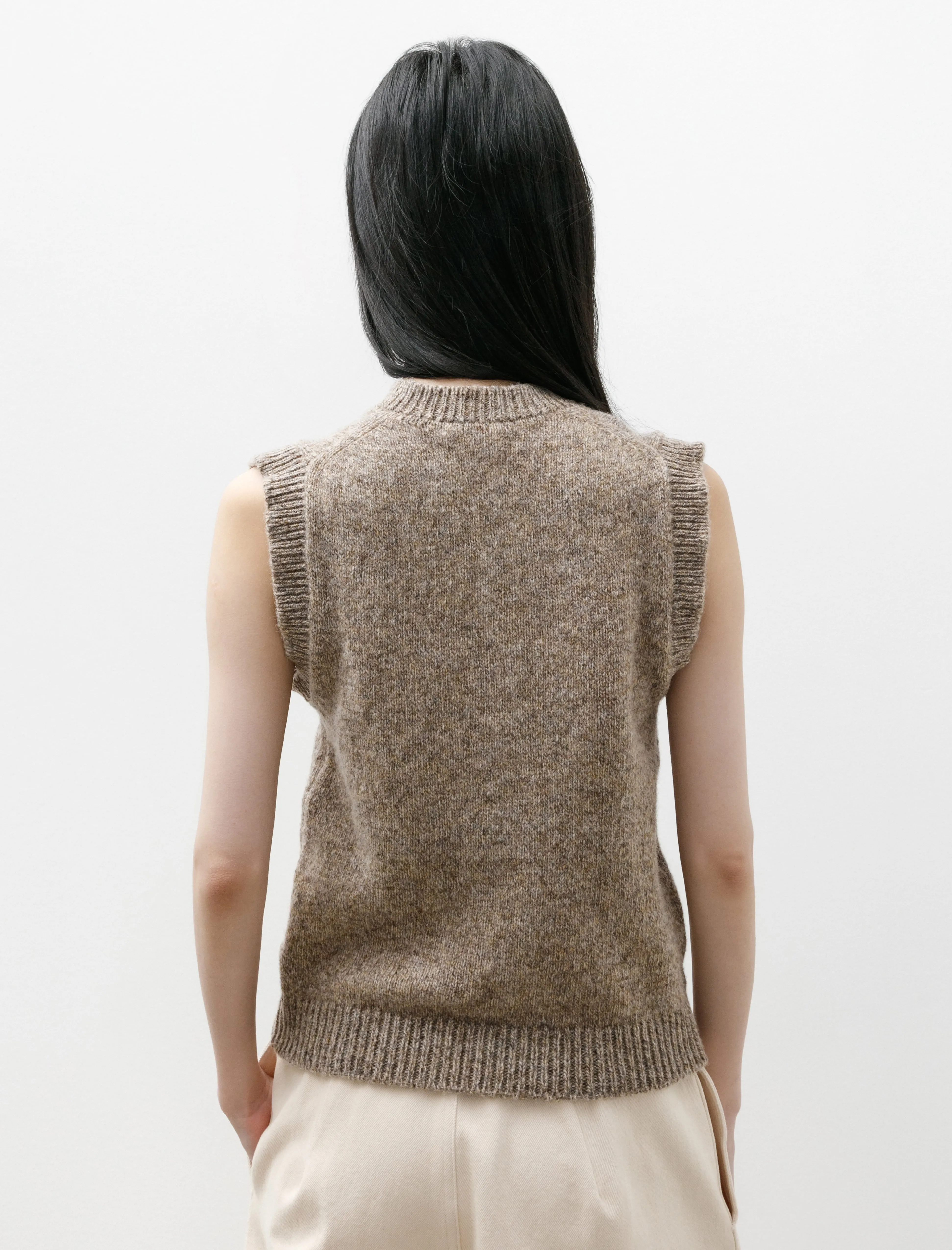 Shetland Argyle Tank Dark Beige & Dark Brown