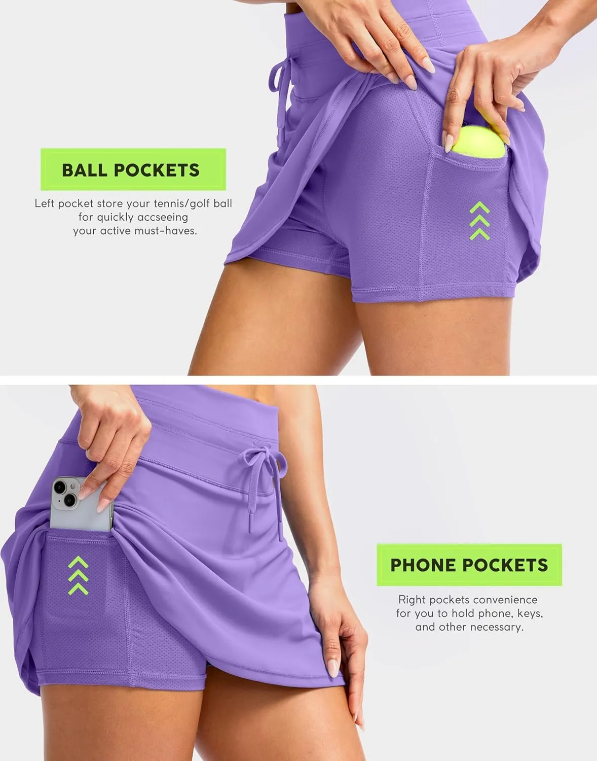 Soothfeel Tennis Skirts for Women High Waisted Golf Skort Athletic Skirt with Shorts Pocket Pickleball Workout Running Casual