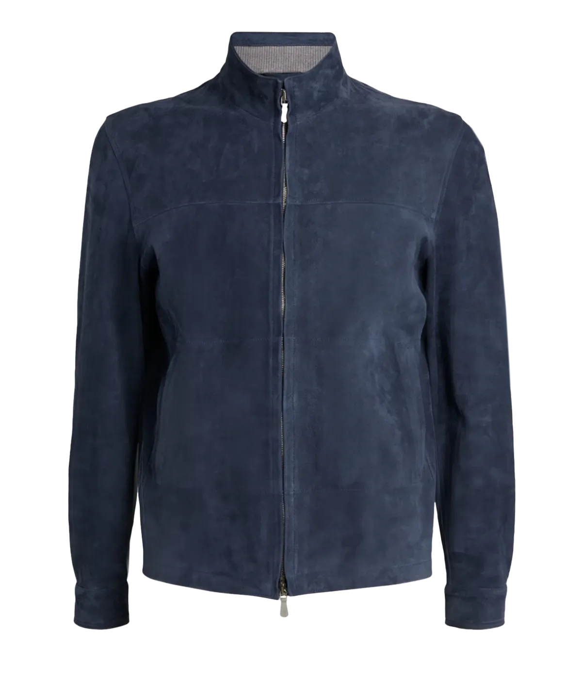 Suede Full Zip Bomber in Blue