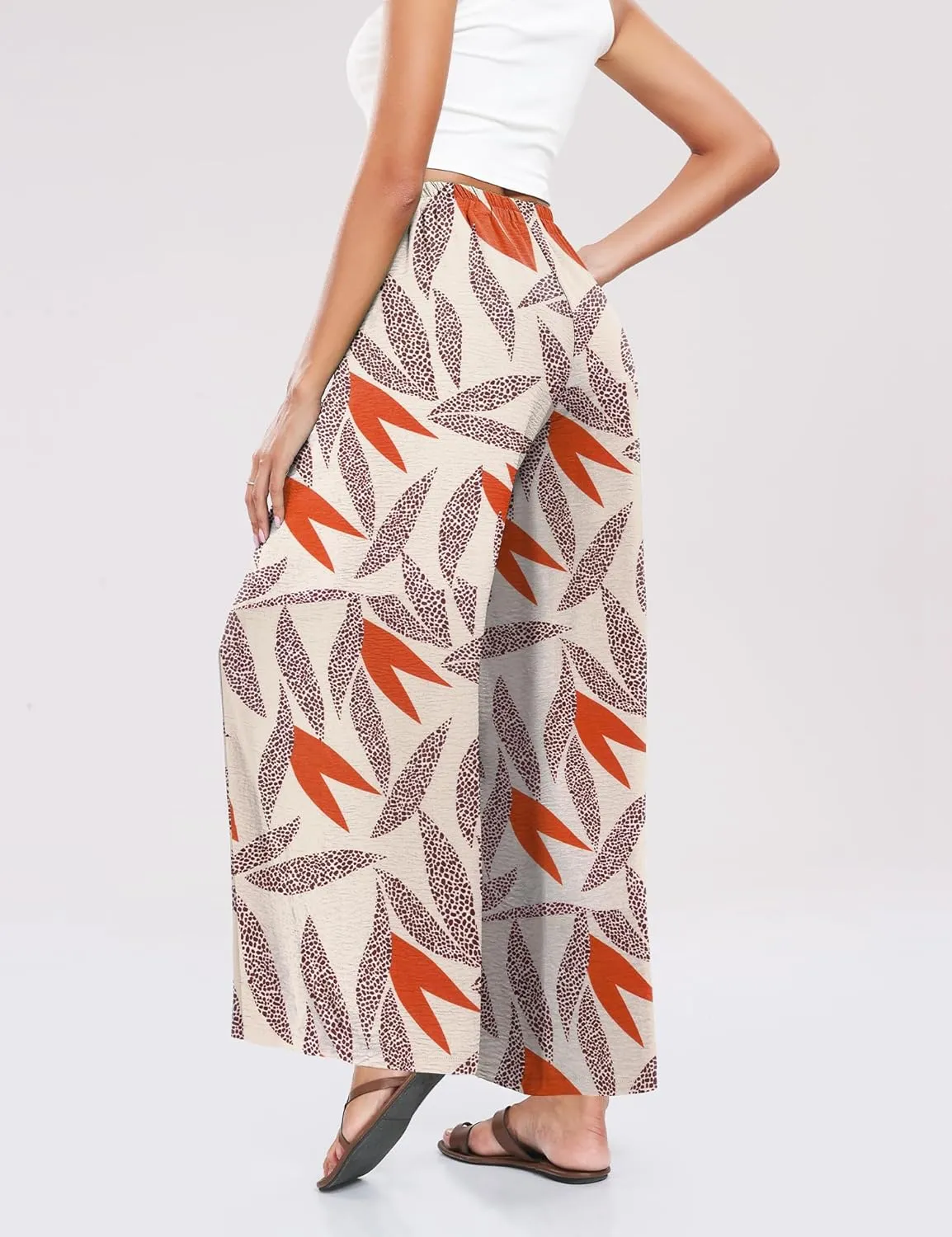 Summe Wide Leg Dress Pants for Women High Waisted Palazzo Casual Work Pants Beach Trousers with Pocket