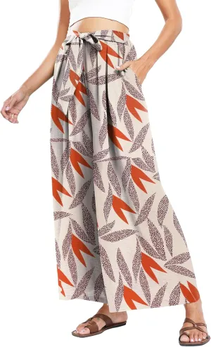 Summe Wide Leg Dress Pants for Women High Waisted Palazzo Casual Work Pants Beach Trousers with Pocket