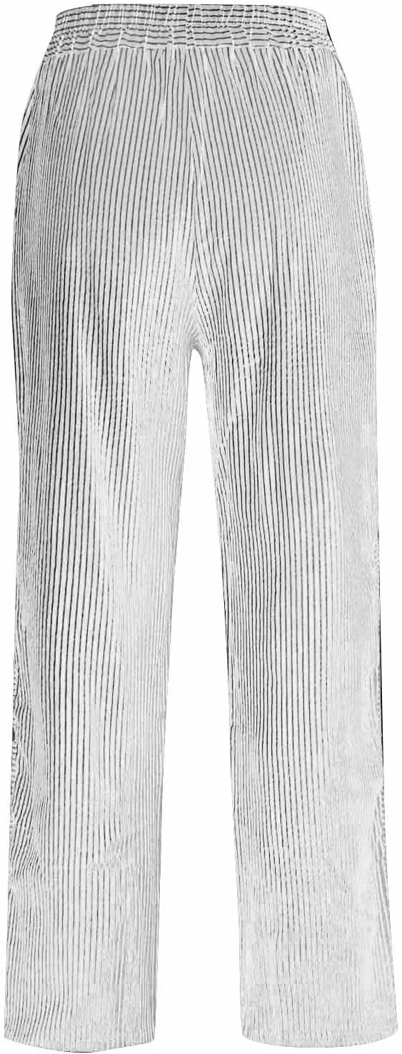 Summer Pants for Women Striped Printed Side Button Pants Baggy Elastic Waist Straight Leg Trousers with Pocket