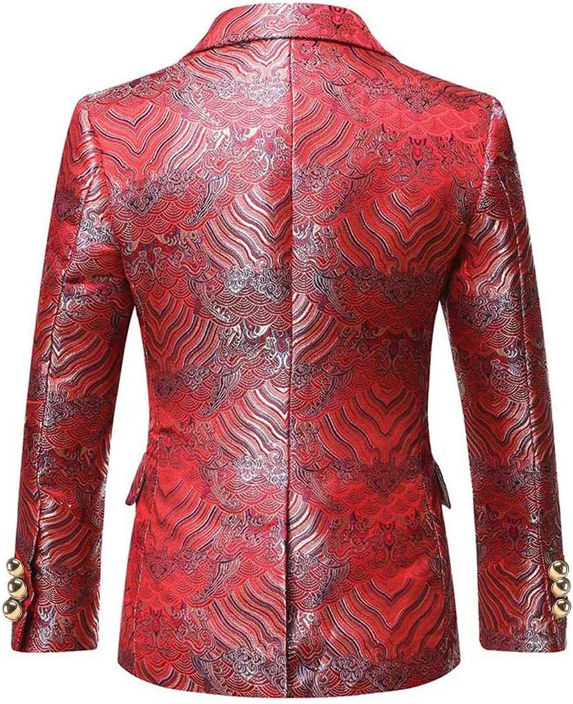 SWOTGdoby Boys 3 Pieces Suit Slim Fit Jacquard Tuxedo Formal Shawl Collar Jacket Vest Pants Ring Bearer Outfit Wedding Prom