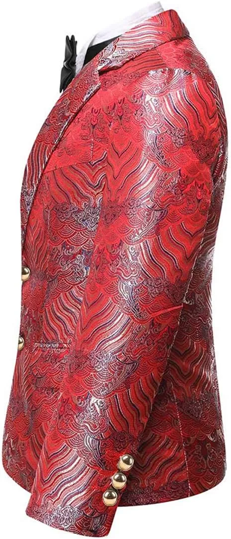 SWOTGdoby Boys 3 Pieces Suit Slim Fit Jacquard Tuxedo Formal Shawl Collar Jacket Vest Pants Ring Bearer Outfit Wedding Prom
