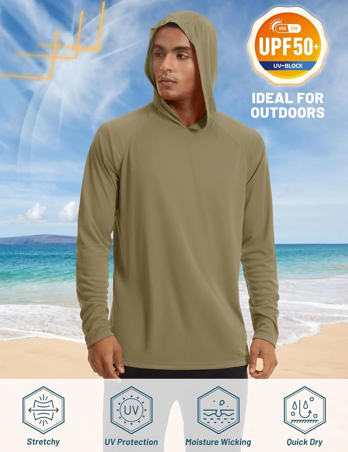 TACVASEN Mens Sun Protection Shirts UPF 50  Rash Guard for Men Long Sleeve Lightweight SPF UV Hoodie Swimming Hiking