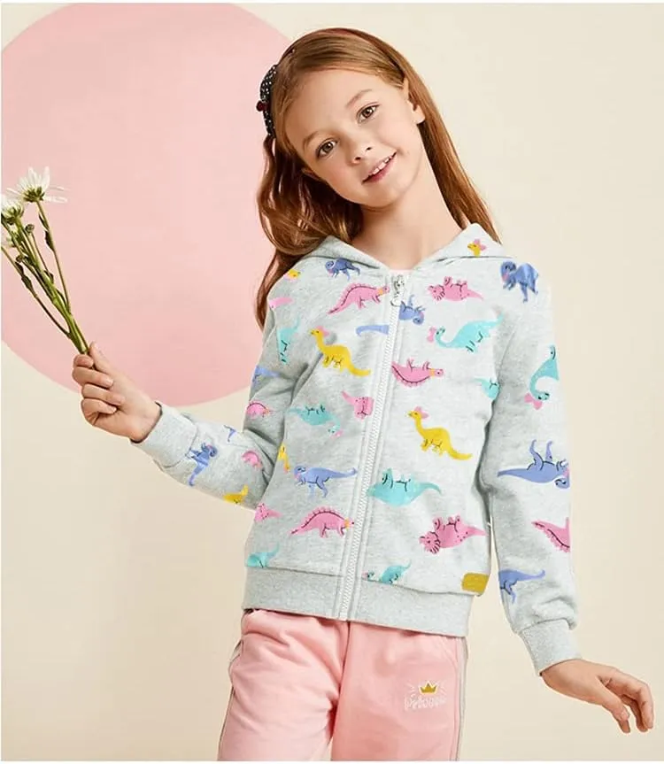 Tkria Girls Zip-Up Hoodie Sweatshirts Toddler Heart Jacket Winter Long Sleeve Hooded Shirts Pollover Tops Fall Outwear 2-6T