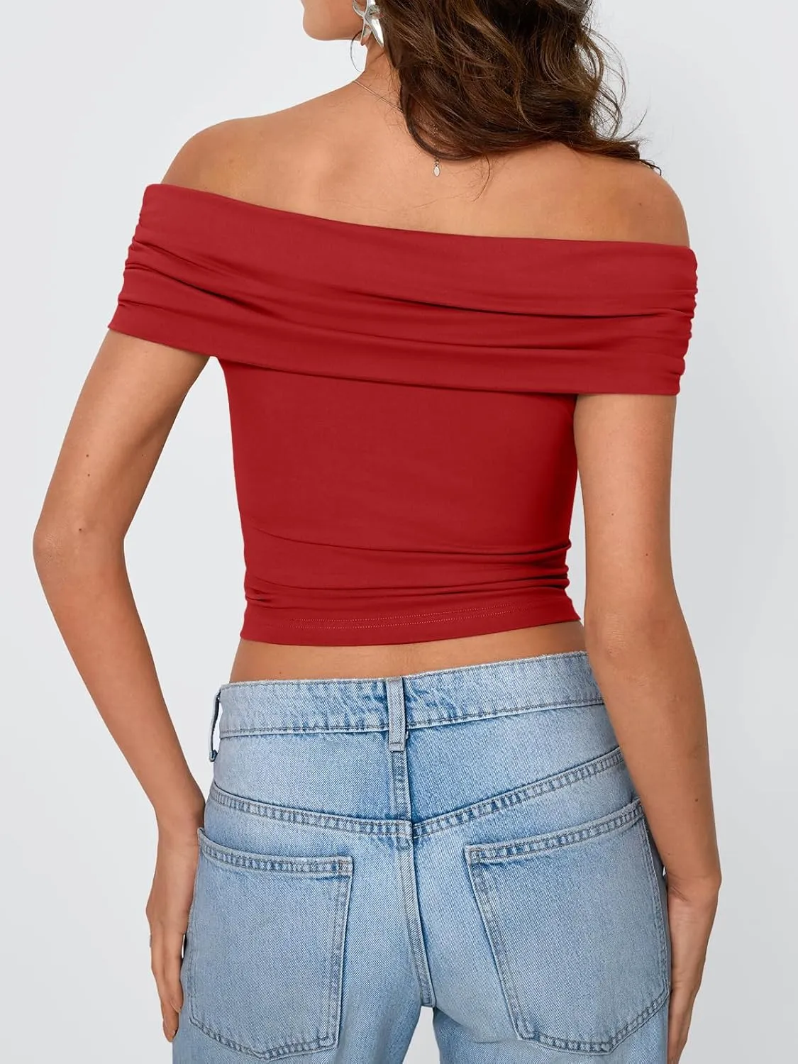 Trendy Queen Womens Off The Shoulder Tops Going Out Crop Summer Cute Y2k Shirts Tube Corset Basic Fashion Outfits 2025