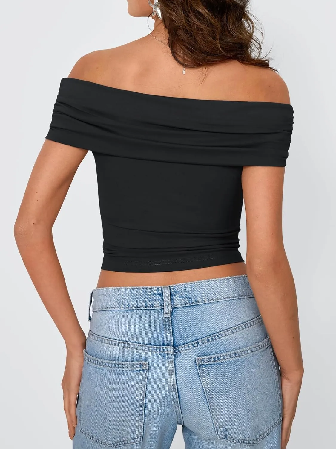 Trendy Queen Womens Off The Shoulder Tops Going Out Crop Summer Cute Y2k Shirts Tube Corset Basic Fashion Outfits 2025