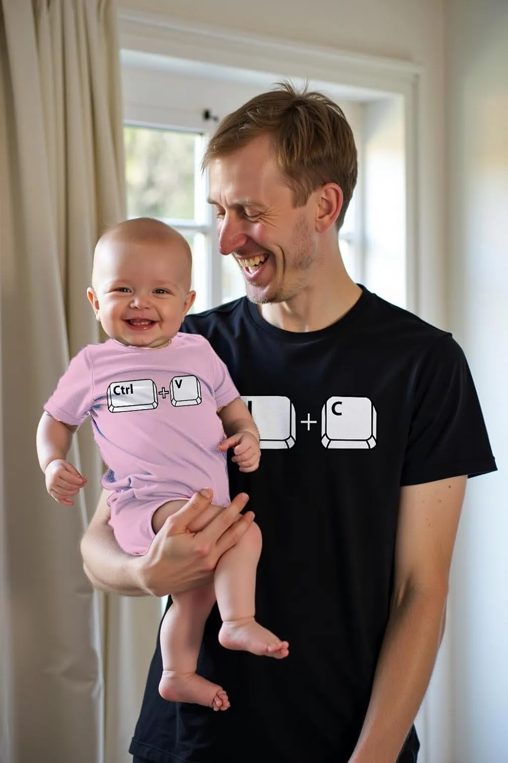 Tstars Ctrl C Ctrl V Dad and Baby Matching Outfits | Copy & Paste Shirts Set Gift for New Dads and Father's Day