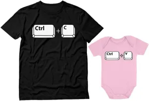 Tstars Ctrl C Ctrl V Dad and Baby Matching Outfits | Copy & Paste Shirts Set Gift for New Dads and Father's Day