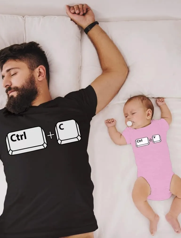 Tstars Ctrl C Ctrl V Dad and Baby Matching Outfits | Copy & Paste Shirts Set Gift for New Dads and Father's Day