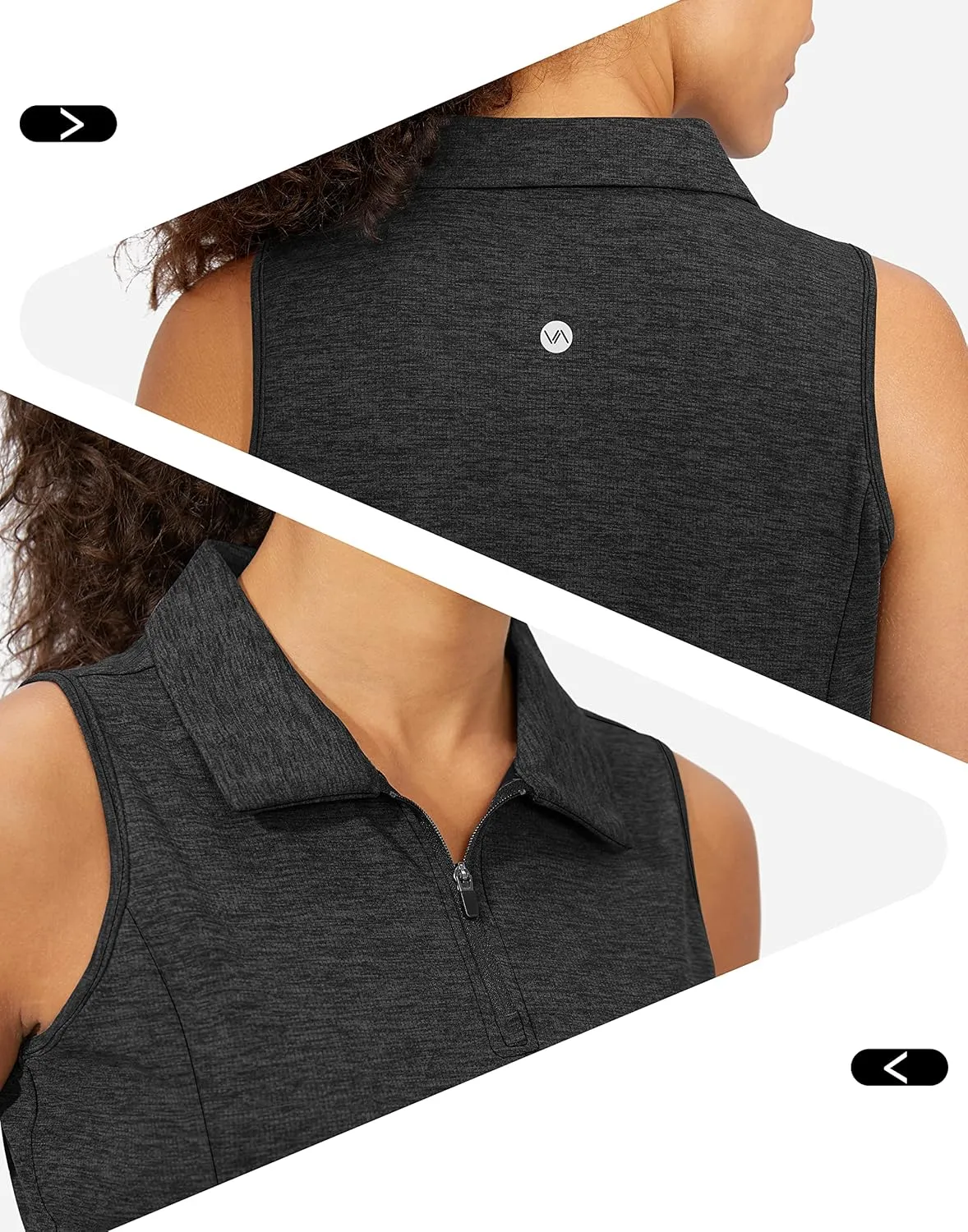 Viodia Women's Sleeveless Golf Shirt with Zip Up Tennis Quick Dry Tank Tops Polo Shirts for Women Golf Apparel Clothes