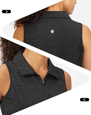 Viodia Women's Sleeveless Golf Shirt with Zip Up Tennis Quick Dry Tank Tops Polo Shirts for Women Golf Apparel Clothes