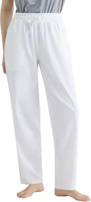 Weintee Women's Wide Leg Linen Pants with Pockets