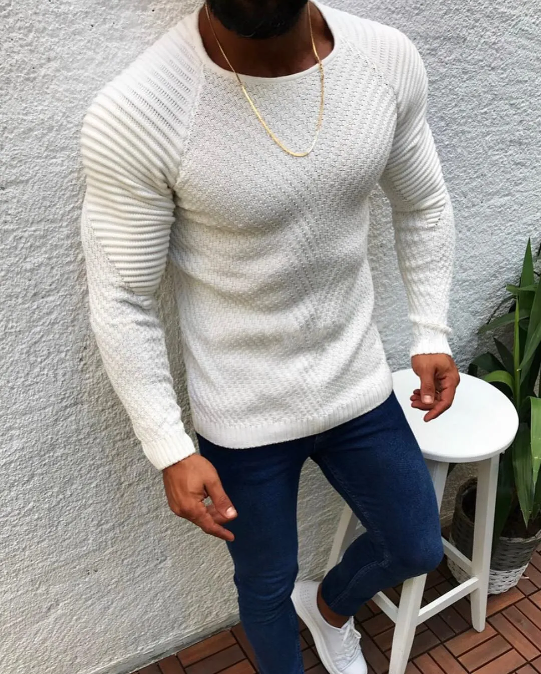 West Louis O-Neck Patchwork Sweater