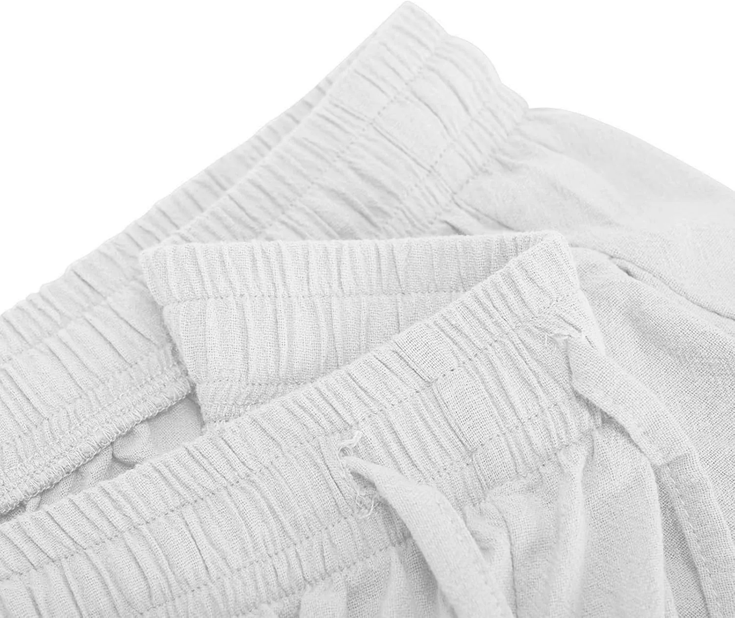 Wide Leg Linen Pants for Women Casual Summer Elastic Waist Loose Palazzo Trousers Flowy Beach Lounge Pants with Pocket