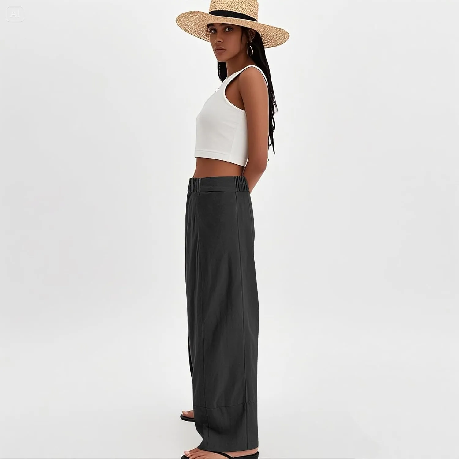 Wide Leg Linen Pants Women 2025 Summer High Waist Palazzo Pants Baggy Lightweight Boho Beach Lounge Trousers Pockets