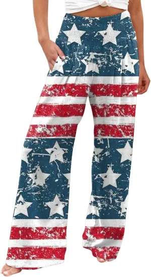 Women Cotton Linen Capri Pants Summer High Waisted Palazzo Pants Wide Leg Long Lounge Pant Trousers with Pocket