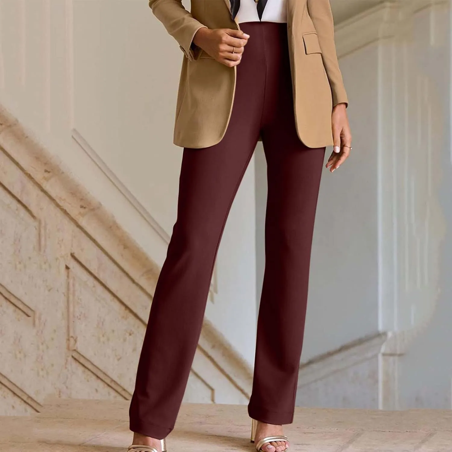 Women Dress Pants Trouser Slack High Waist Stretch Bootcut Pant Tall, Petite, Regular for Work Office Business Casual