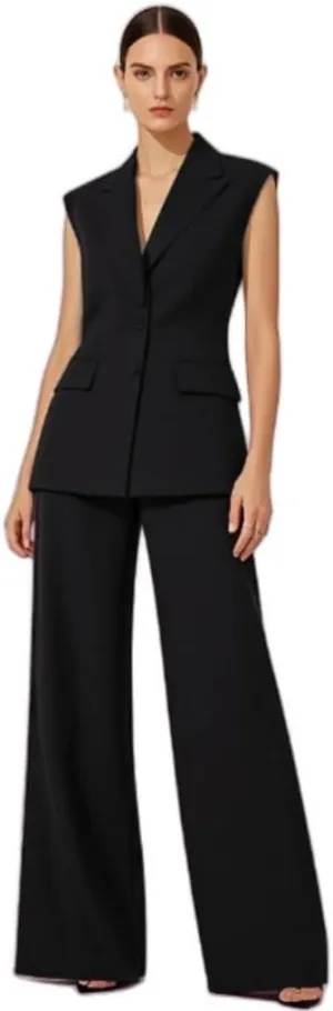 Womens 2 Pcs Outfits Vest and Pants Summer Sleeveless Blazer Tuxedos Set Business Wedding Work