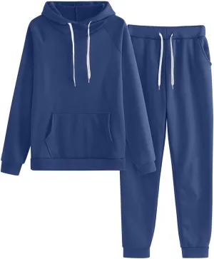 Women's 2 Piece Tracksuit Long Sleeve Crewneck Elastic Waist Sweatpants Top and Wide Leg Pants