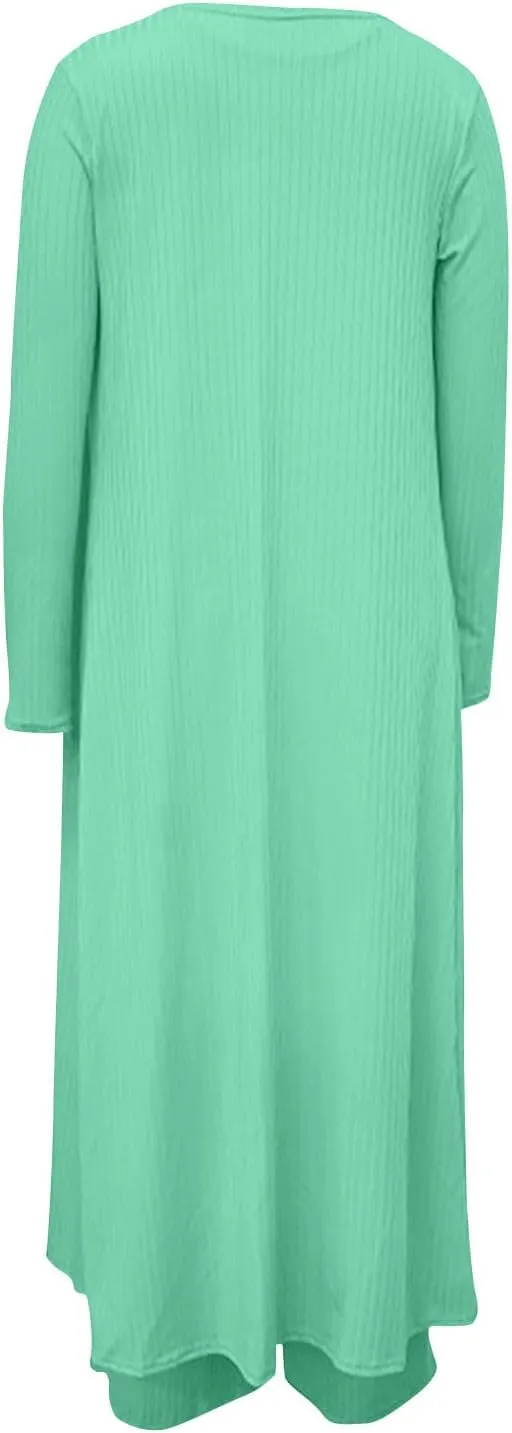 Women's 3 Piece Matching Set Ribbed Knit Lounge Sets Tank Cardigan and High Waist Pants Pajamas Loungewear Outfits