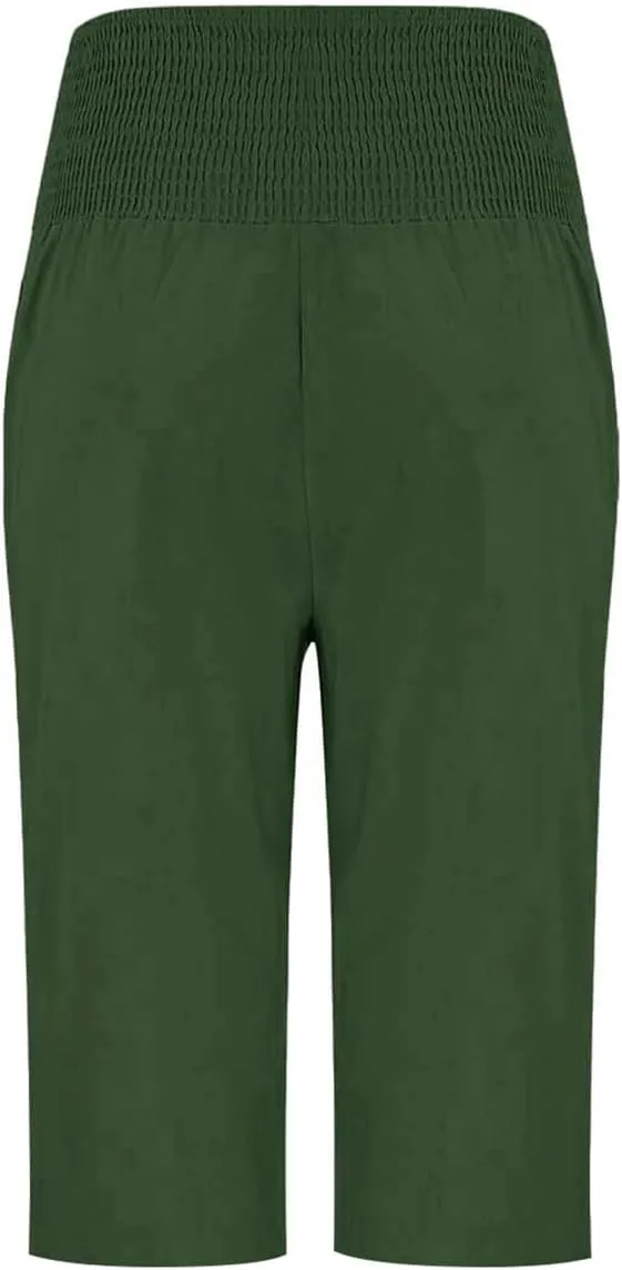 Womens Capri Pants, with Pockets Loose Wide Leg High Waist Capri Pants
