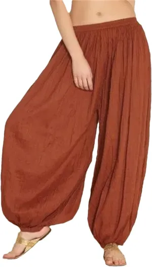 Women's Casual Harem Pants Low Waist Straight Leg Trousers Elastic Waist Regular Fit Ankle Length