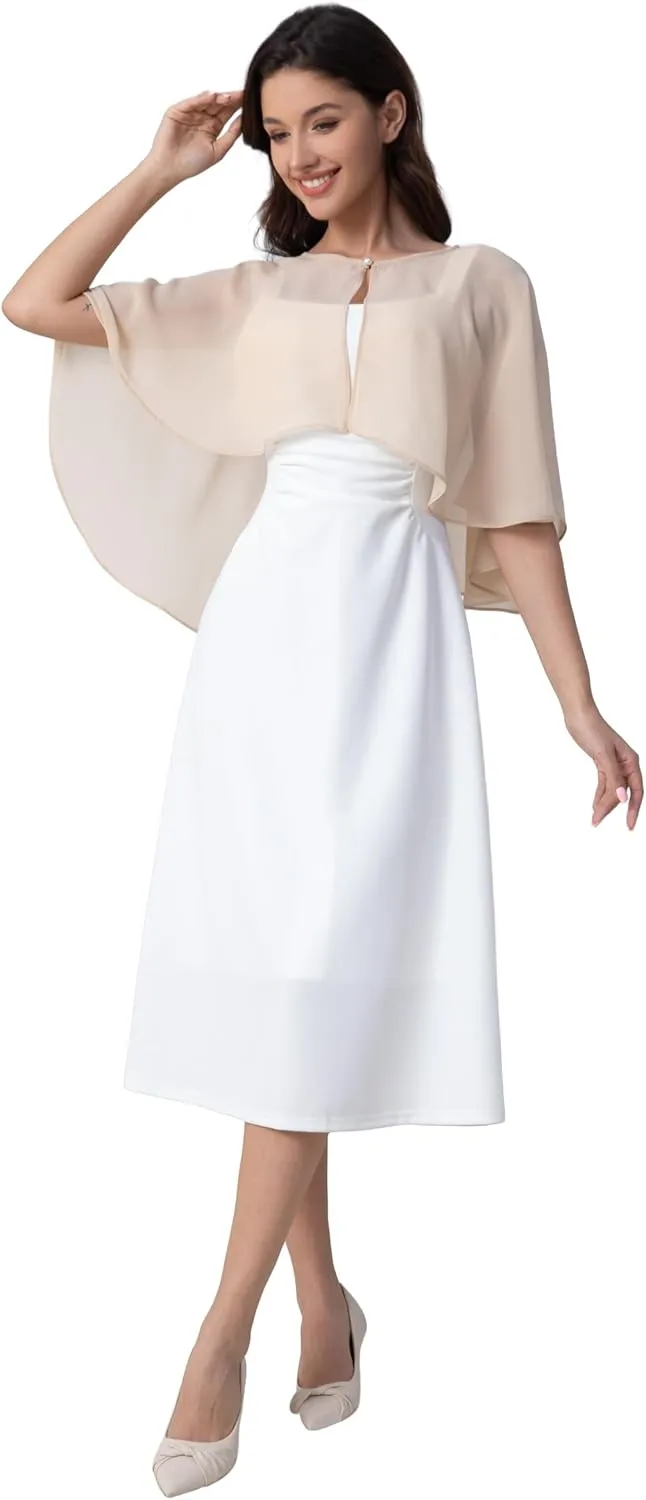 Women's Chiffon Shawl Wraps Shrug for Evening Dress Wedding Cape Cover Up 1920s Shawl