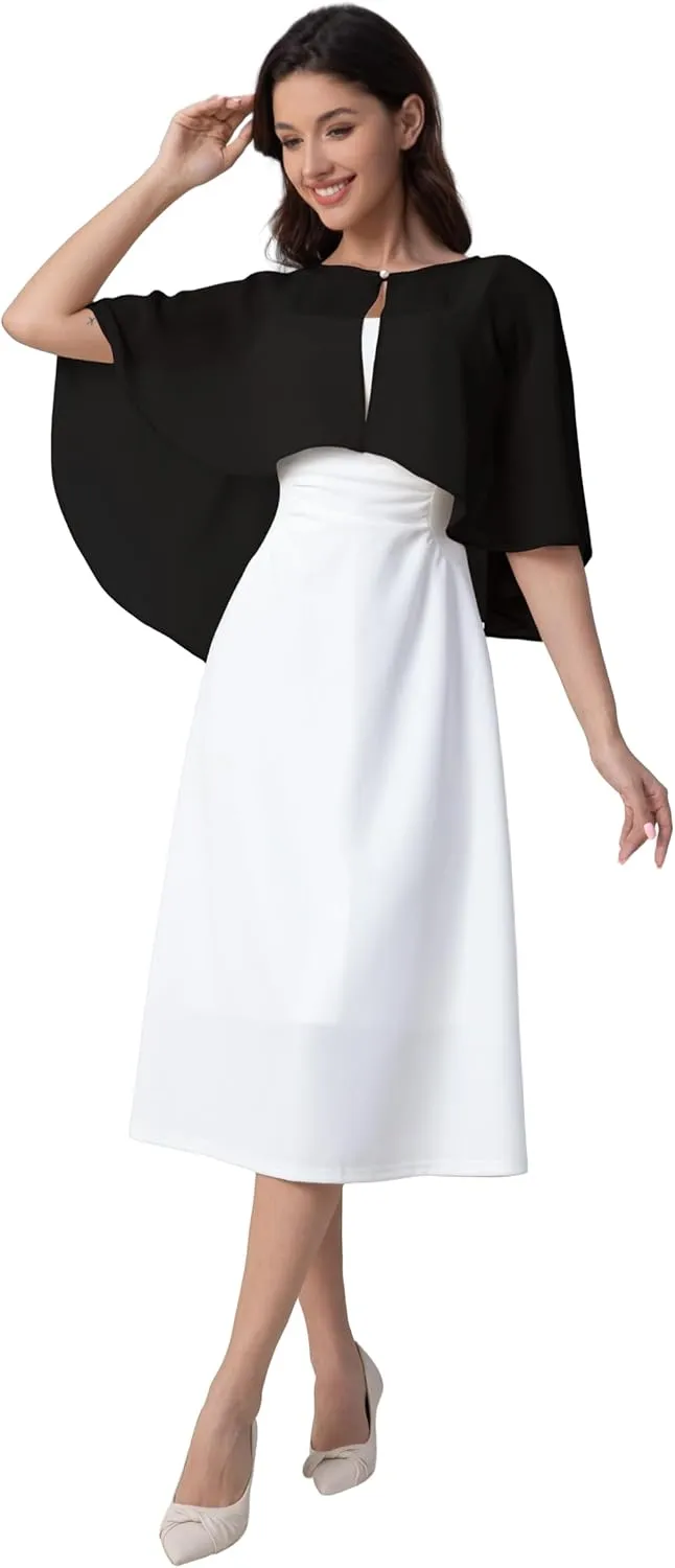 Women's Chiffon Shawl Wraps Shrug for Evening Dress Wedding Cape Cover Up 1920s Shawl