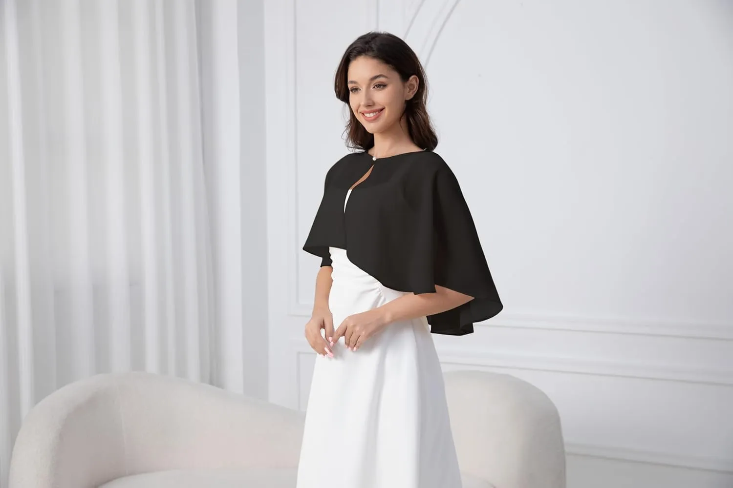 Women's Chiffon Shawl Wraps Shrug for Evening Dress Wedding Cape Cover Up 1920s Shawl