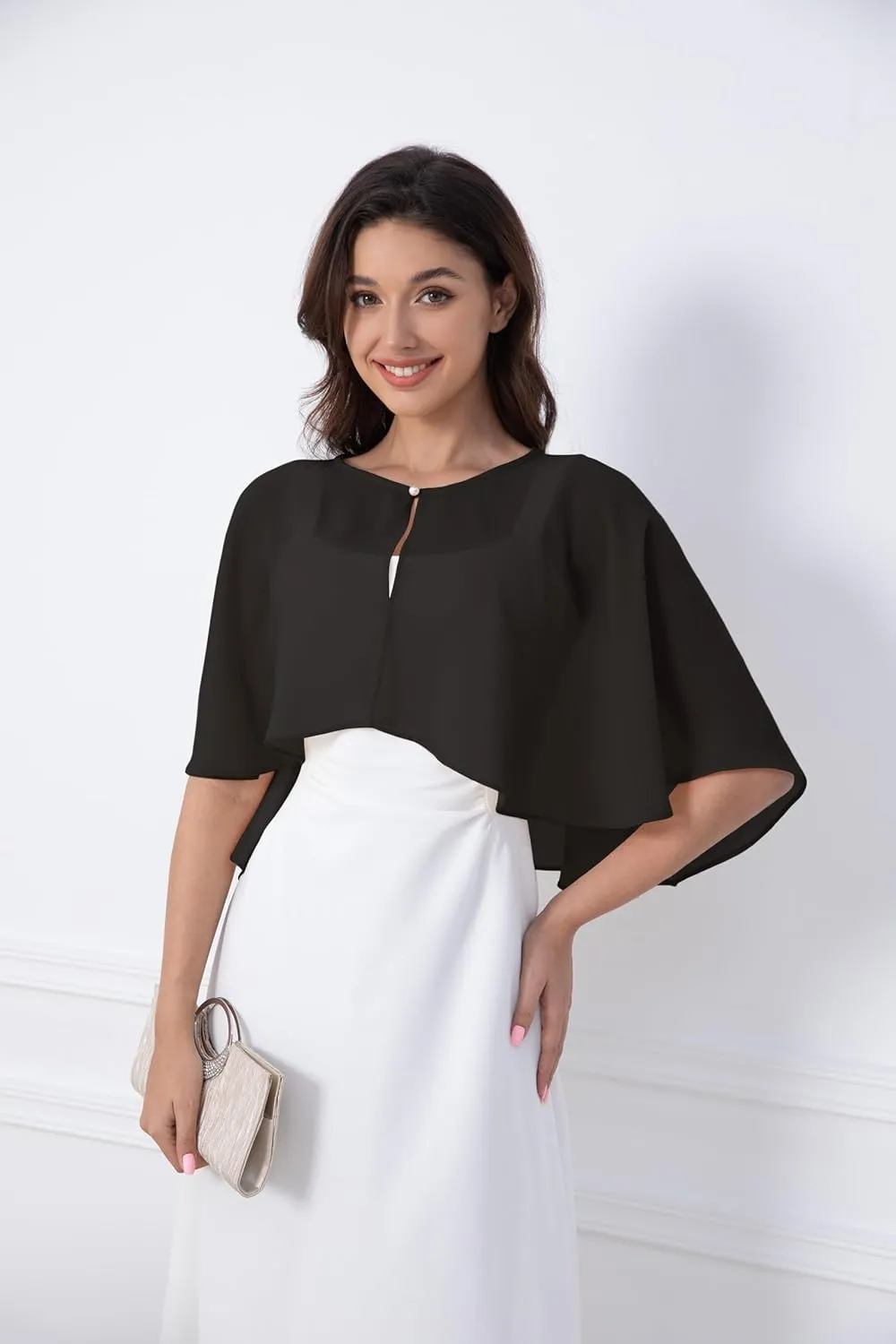 Women's Chiffon Shawl Wraps Shrug for Evening Dress Wedding Cape Cover Up 1920s Shawl