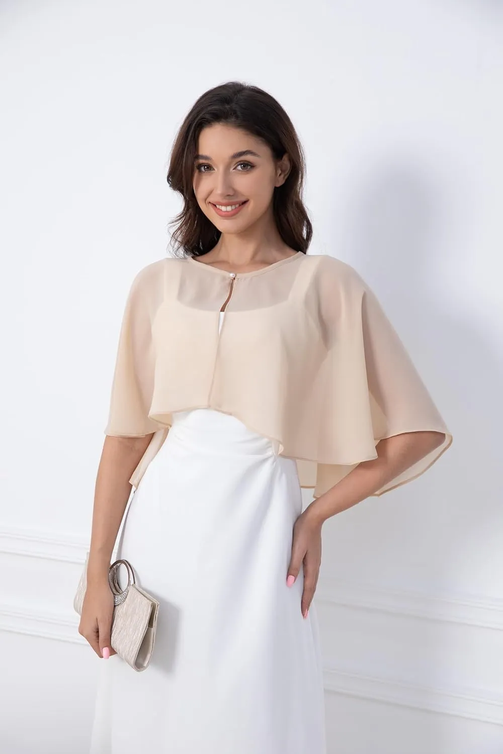 Women's Chiffon Shawl Wraps Shrug for Evening Dress Wedding Cape Cover Up 1920s Shawl