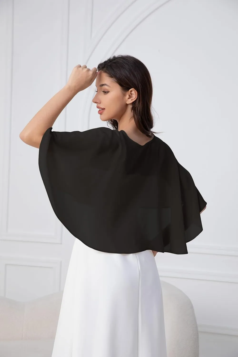 Women's Chiffon Shawl Wraps Shrug for Evening Dress Wedding Cape Cover Up 1920s Shawl