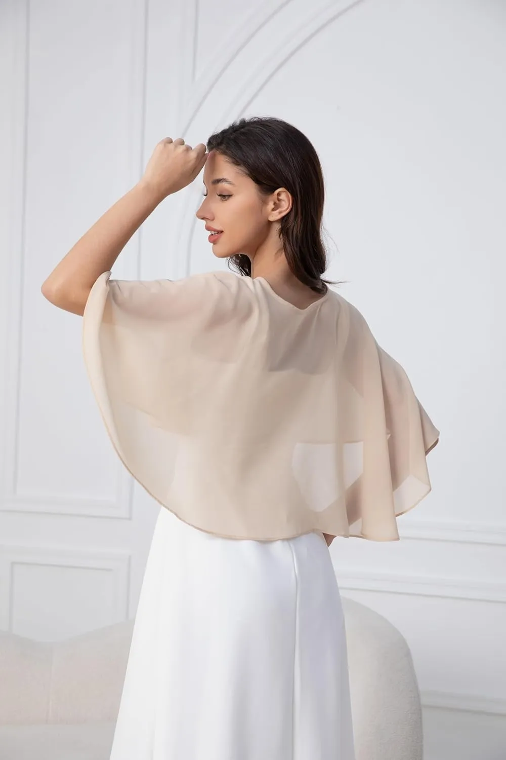 Women's Chiffon Shawl Wraps Shrug for Evening Dress Wedding Cape Cover Up 1920s Shawl