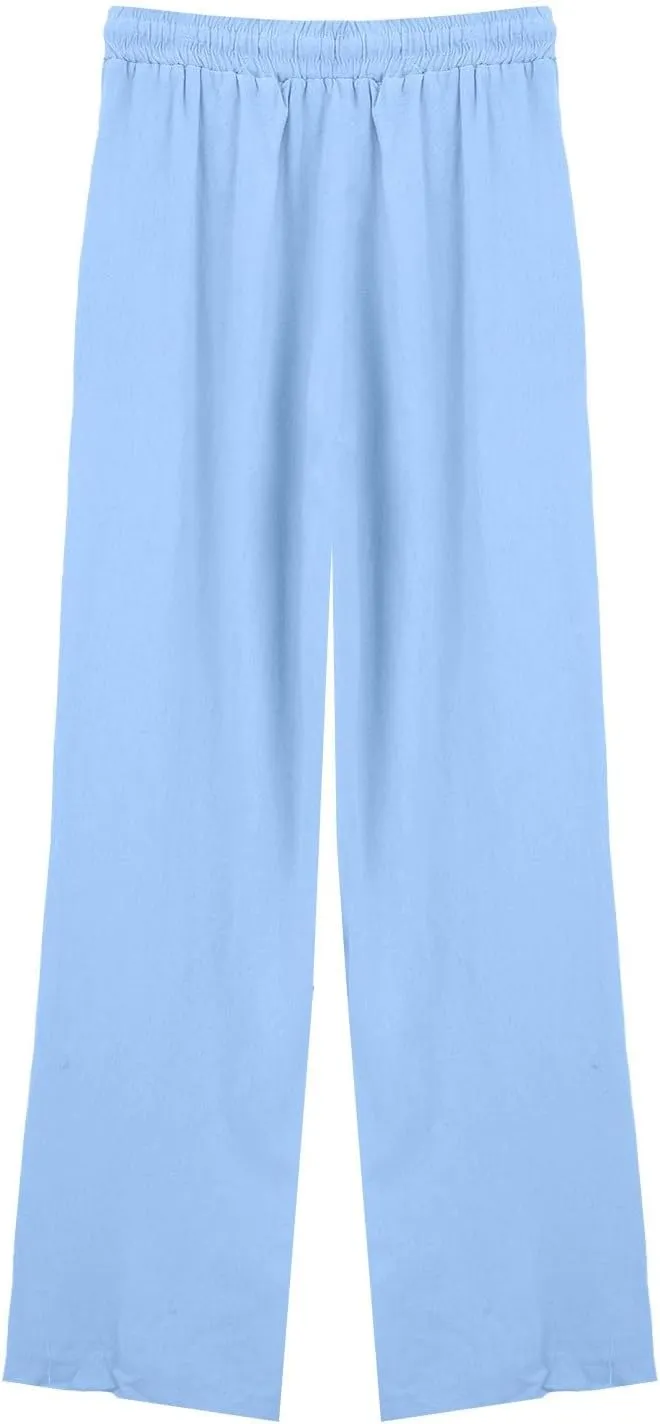 Womens Cotton Linen Pants High Waist Wide Leg Palazzo Pants 2025 Summer Casual Loose Flowy Beach Trousers Outfits