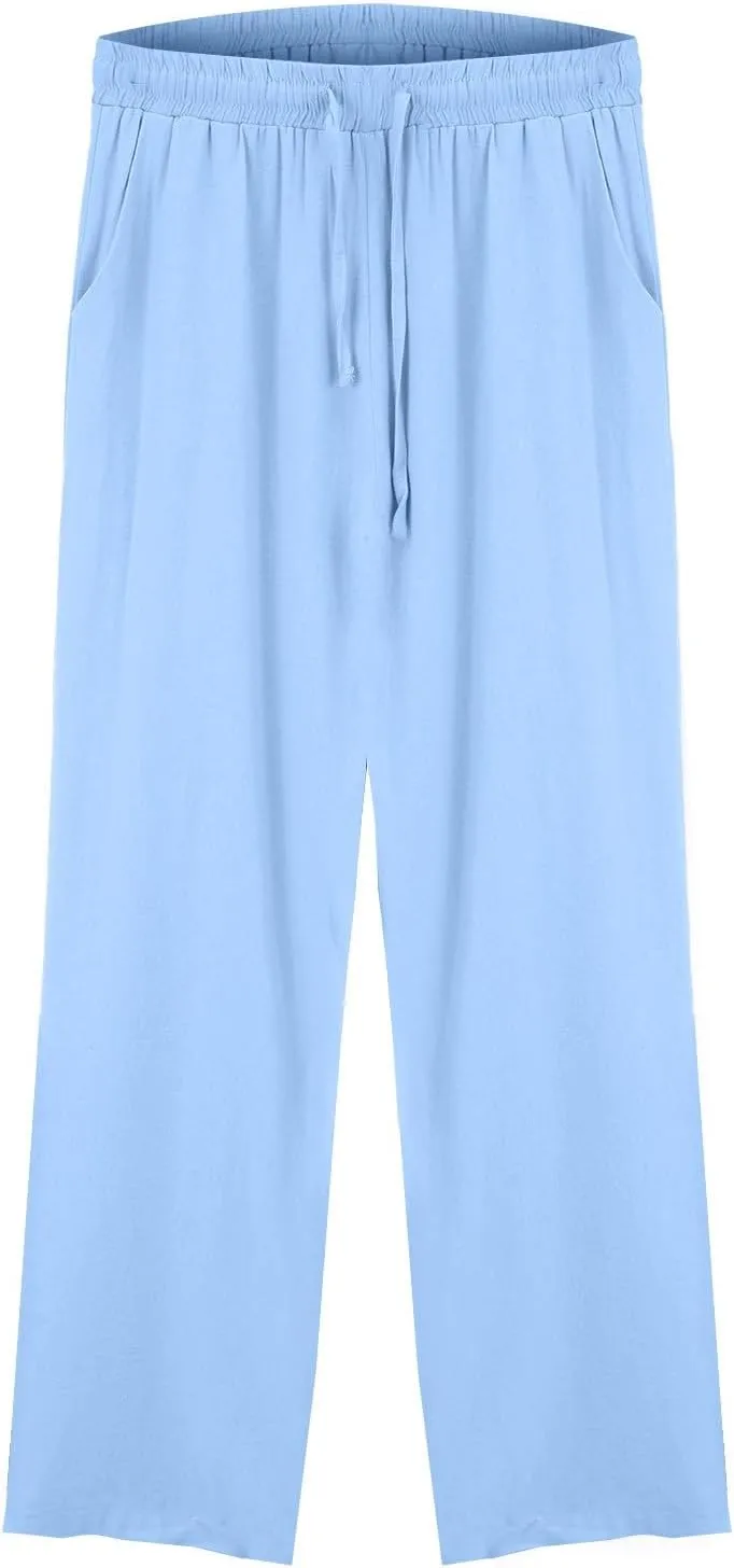 Womens Cotton Linen Pants High Waist Wide Leg Palazzo Pants 2025 Summer Casual Loose Flowy Beach Trousers Outfits