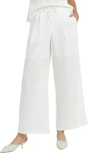 Womens Cotton Linen Pants Summer Casual Drawstring High Waisted Palazzo Flowy Wide Leg Trousers with Pockets