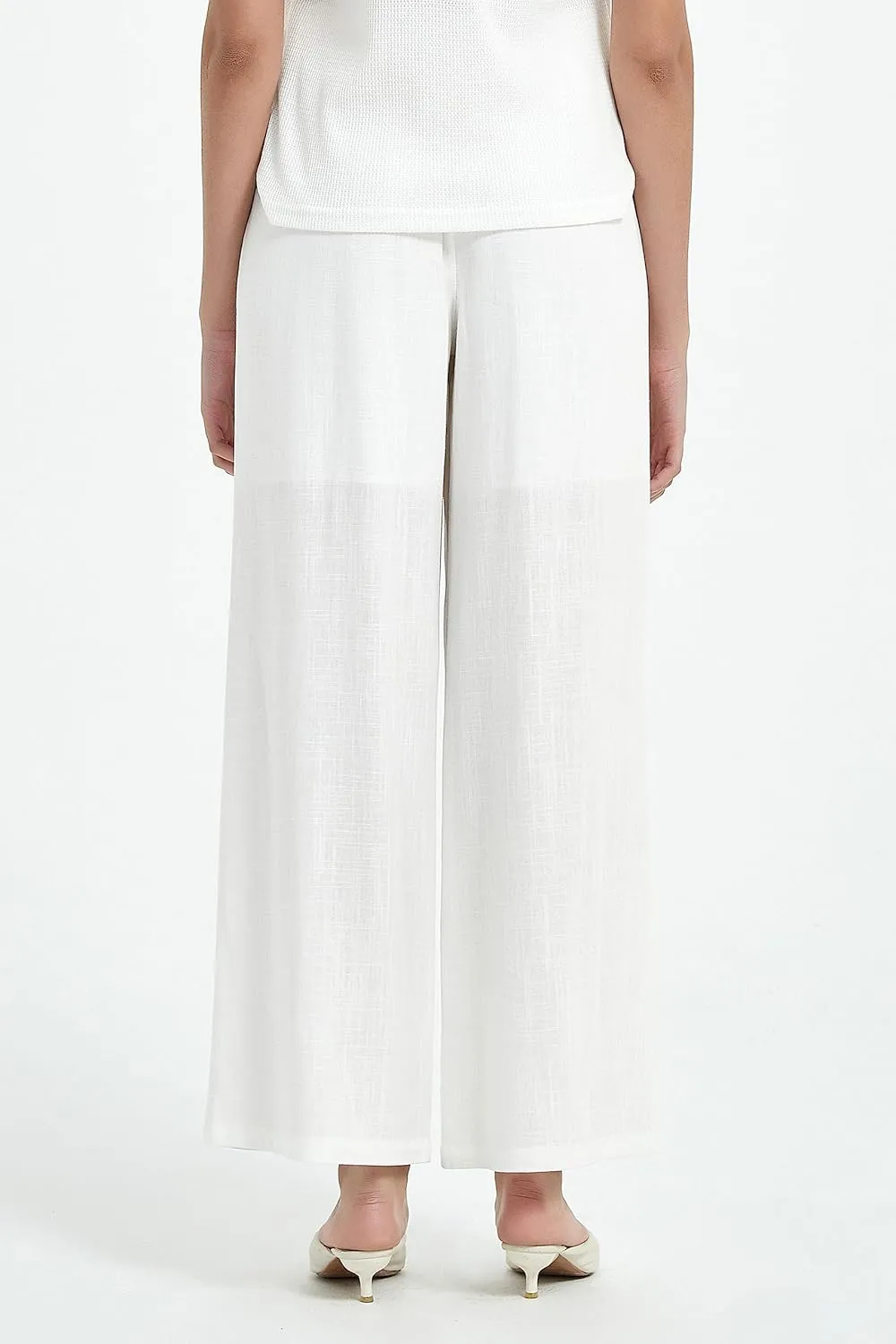 Womens Cotton Linen Pants Summer Casual Drawstring High Waisted Palazzo Flowy Wide Leg Trousers with Pockets