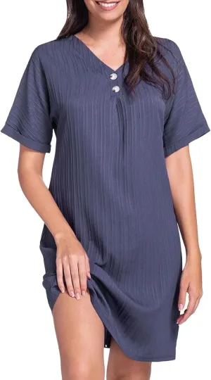 Womens Cotton Shirt Dress 2025 Summer Casual Cap Sleeve Button V Neck Shift Dress Beach Cover Up Shirts with Pockets