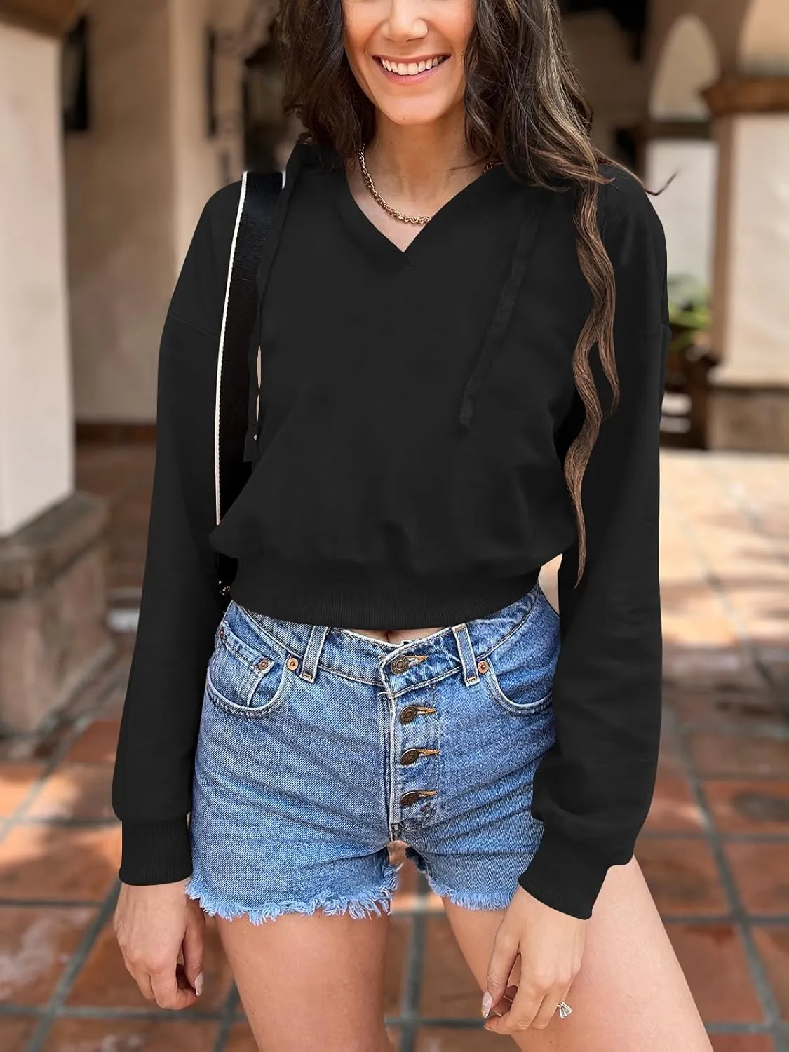 Womens Cropped Hoodie Crop Top Sweatshirts for Women Cropped Sweater