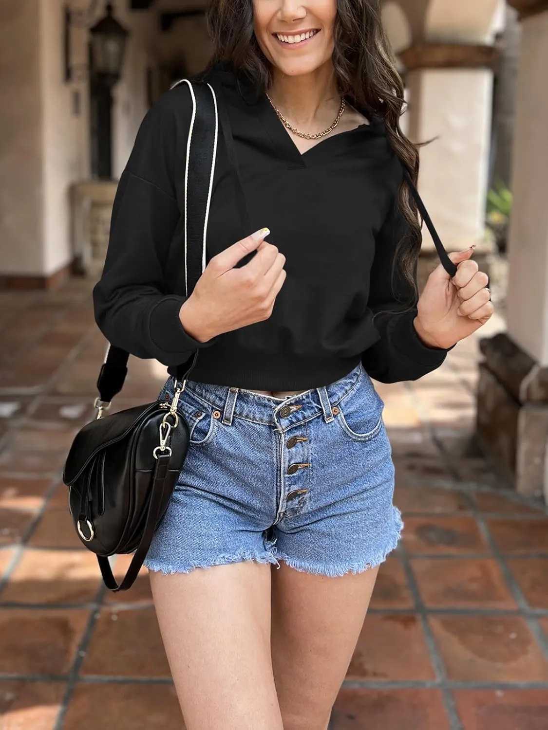 Womens Cropped Hoodie Crop Top Sweatshirts for Women Cropped Sweater
