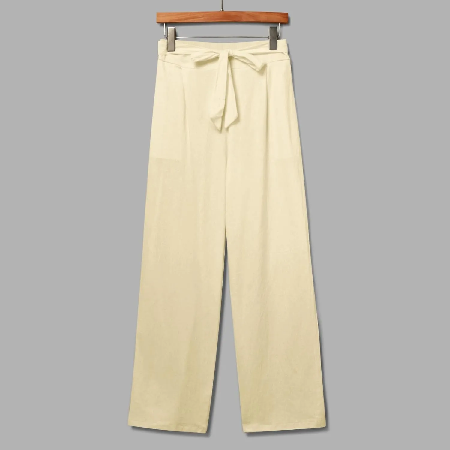 Women's Linen Summer Loose Pants Elastic Waist Long Lounge Slim-Fit Trouser Business Work